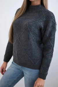 Sweater in diamonds pattern 24 - 12 / – Graphite цвет / color | Lexline Fashion