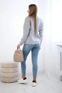 Sweater in diamonds pattern 24 - 12 / – Gray цвет / color | Lexline Fashion