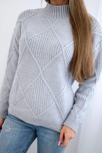 Sweater in diamonds pattern 24 - 12 / – Gray цвет / color | Lexline Fashion