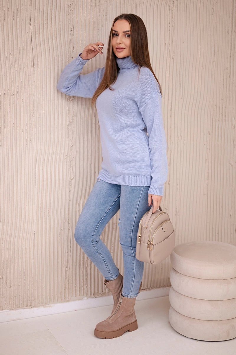 Sweater with a turtleneck 2020 - 16 / – Blue цвет / color | Lexline Fashion
