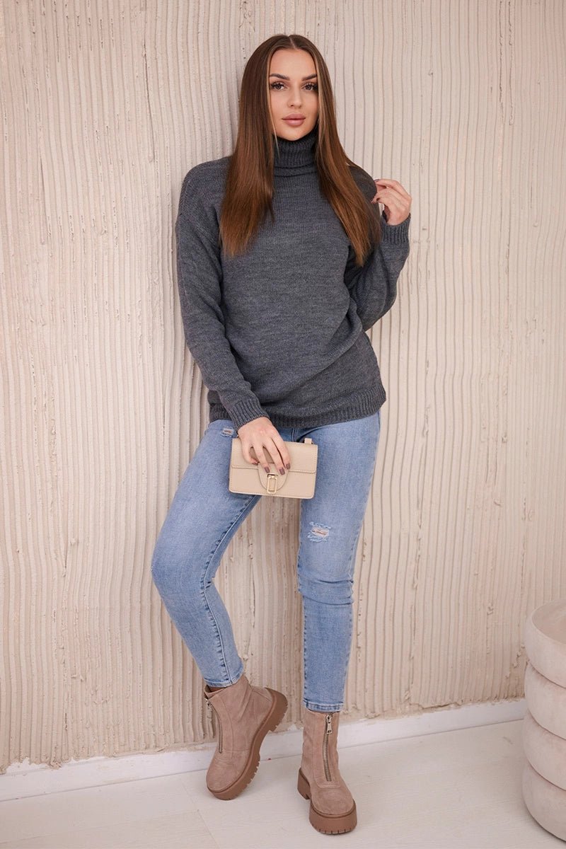 Sweater with a turtleneck 2020 - 16 / – Gray || Dark цвет / color | Lexline Fashion