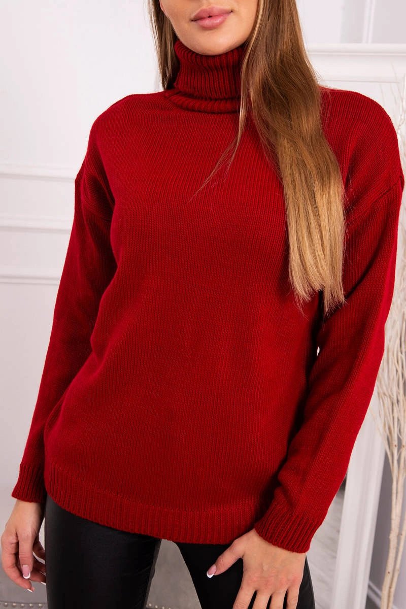Sweater with a turtleneck 2020 - 16 / – Red цвет / color | Lexline Fashion