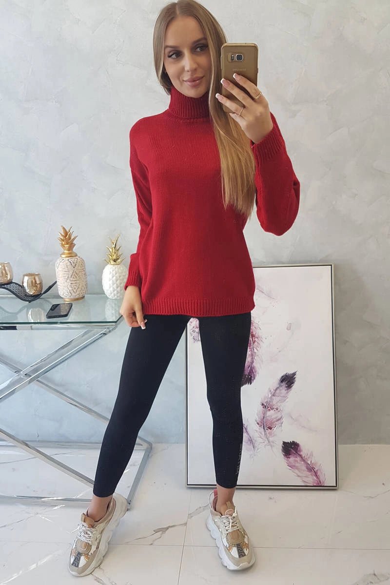 Sweater with a turtleneck 2020 - 16 / – Red цвет / color | Lexline Fashion