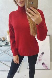 Sweater with a turtleneck 2020 - 16 / – Red цвет / color | Lexline Fashion