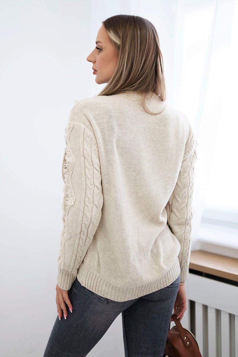 Sweater with braid weave 24 - 13 / – Beige цвет / color | Lexline Fashion