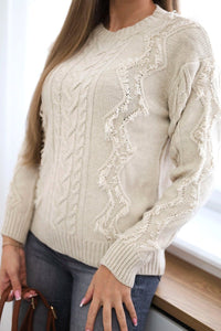 Sweater with braid weave 24 - 13 / – Beige цвет / color | Lexline Fashion