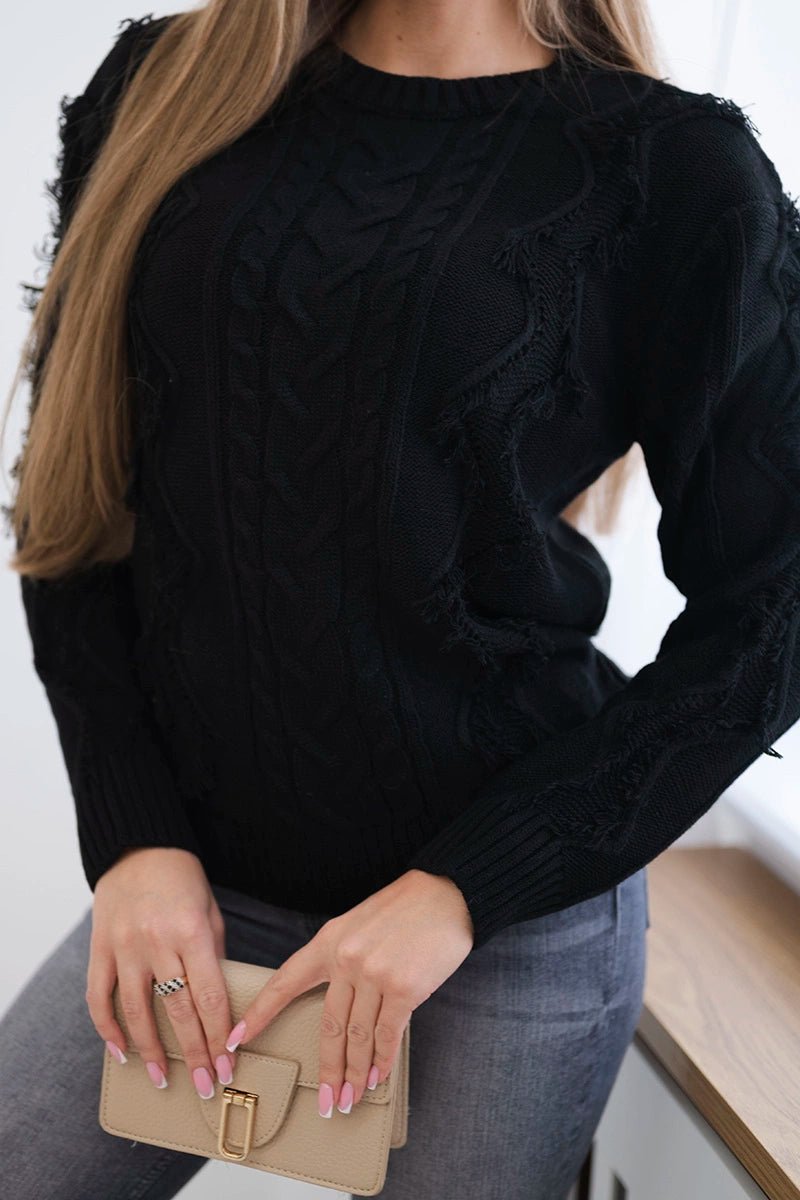 Sweater with braid weave 24 - 13 / – Black цвет / color | Lexline Fashion