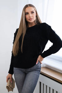 Sweater with braid weave 24 - 13 / – Black цвет / color | Lexline Fashion