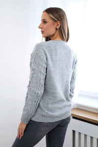 Sweater with braid weave 24 - 13 / – Gray цвет / color | Lexline Fashion