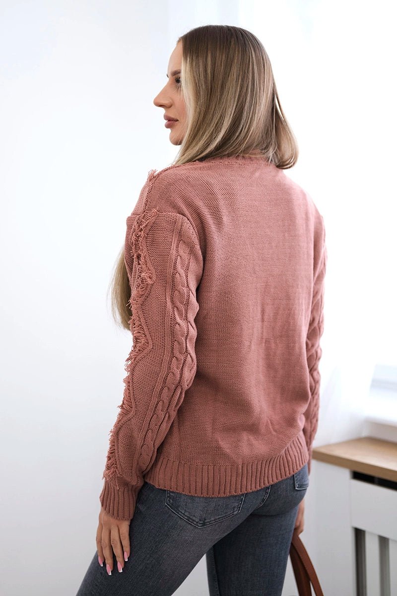 Sweater with braid weave 24 - 13 / – Pink || Dark цвет / color | Lexline Fashion