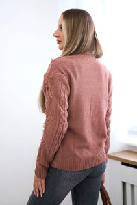 Sweater with braid weave 24 - 13 / – Pink || Dark цвет / color | Lexline Fashion