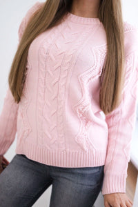 Sweater with braid weave 24 - 13 / – Powder цвет / color | Lexline Fashion