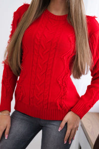 Sweater with braid weave 24 - 13 / – Red цвет / color | Lexline Fashion
