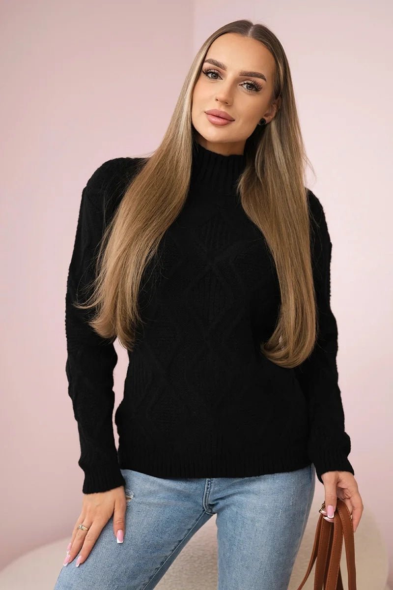 Sweater with decorative weave 24 - 10 / – Black цвет / color | Lexline Fashion
