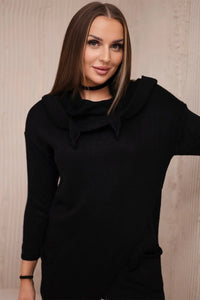 Sweater with envelope bottom 2019 - 6 / – Black цвет / color | Lexline Fashion
