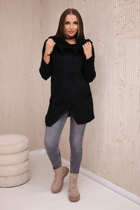 Sweater with envelope bottom 2019 - 6 / – Black цвет / color | Lexline Fashion