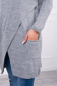 Sweater with envelope bottom 2019 - 6 / – Gray цвет / color | Lexline Fashion
