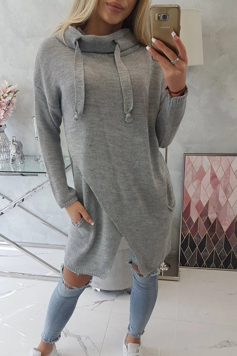 Sweater with envelope bottom 2019 - 6 / – Gray цвет / color | Lexline Fashion
