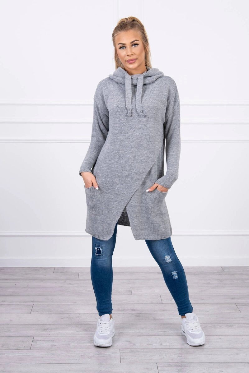 Sweater with envelope bottom 2019 - 6 / – Gray цвет / color | Lexline Fashion
