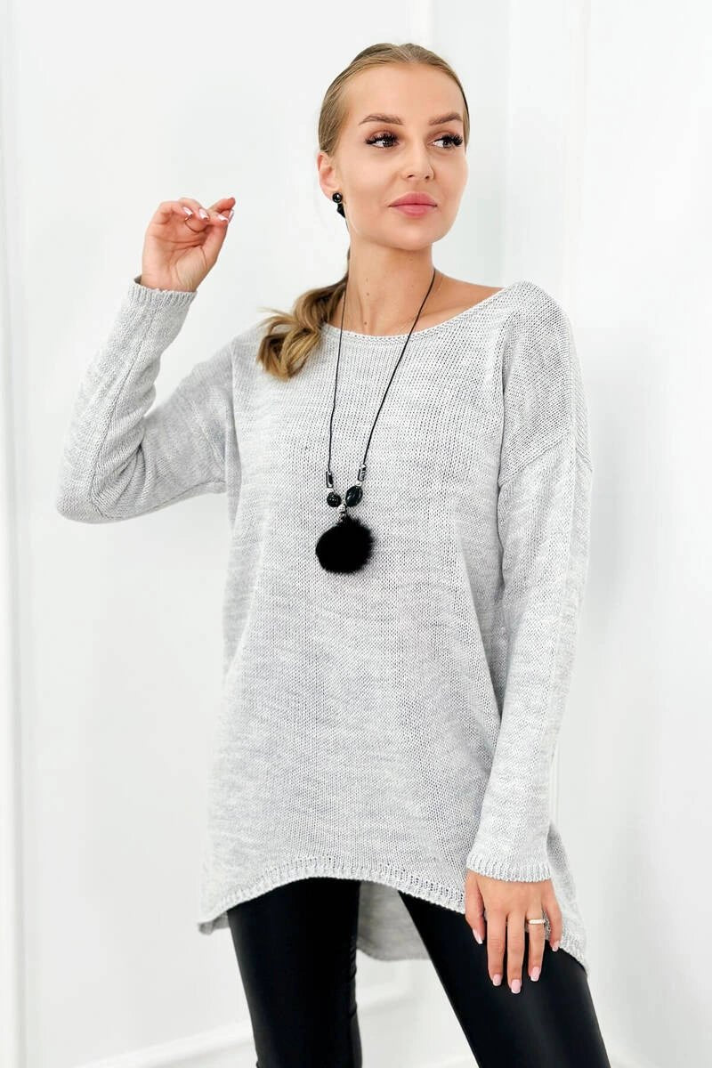 Sweater with necklace IT - 6 / – Dark || beige цвет / color | Lexline Fashion