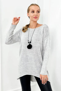 Sweater with necklace IT - 6 / – Dark || beige цвет / color | Lexline Fashion