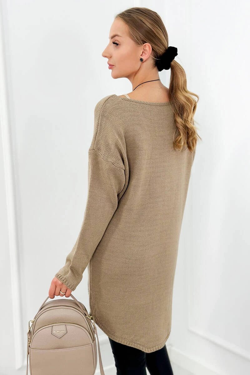 Sweater with necklace IT - 6 / – Dark || beige цвет / color | Lexline Fashion