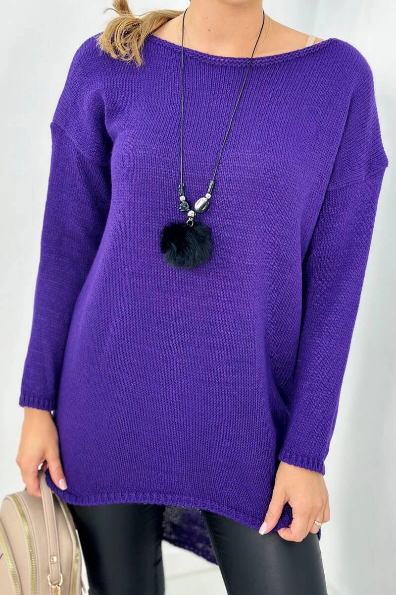 Sweater with necklace IT - 6 / – Dark || purple цвет / color | Lexline Fashion