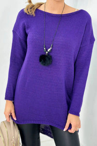 Sweater with necklace IT - 6 / – Dark || purple цвет / color | Lexline Fashion