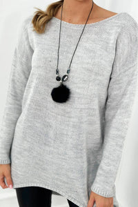 Sweater with necklace IT - 6 / – Gray цвет / color | Lexline Fashion
