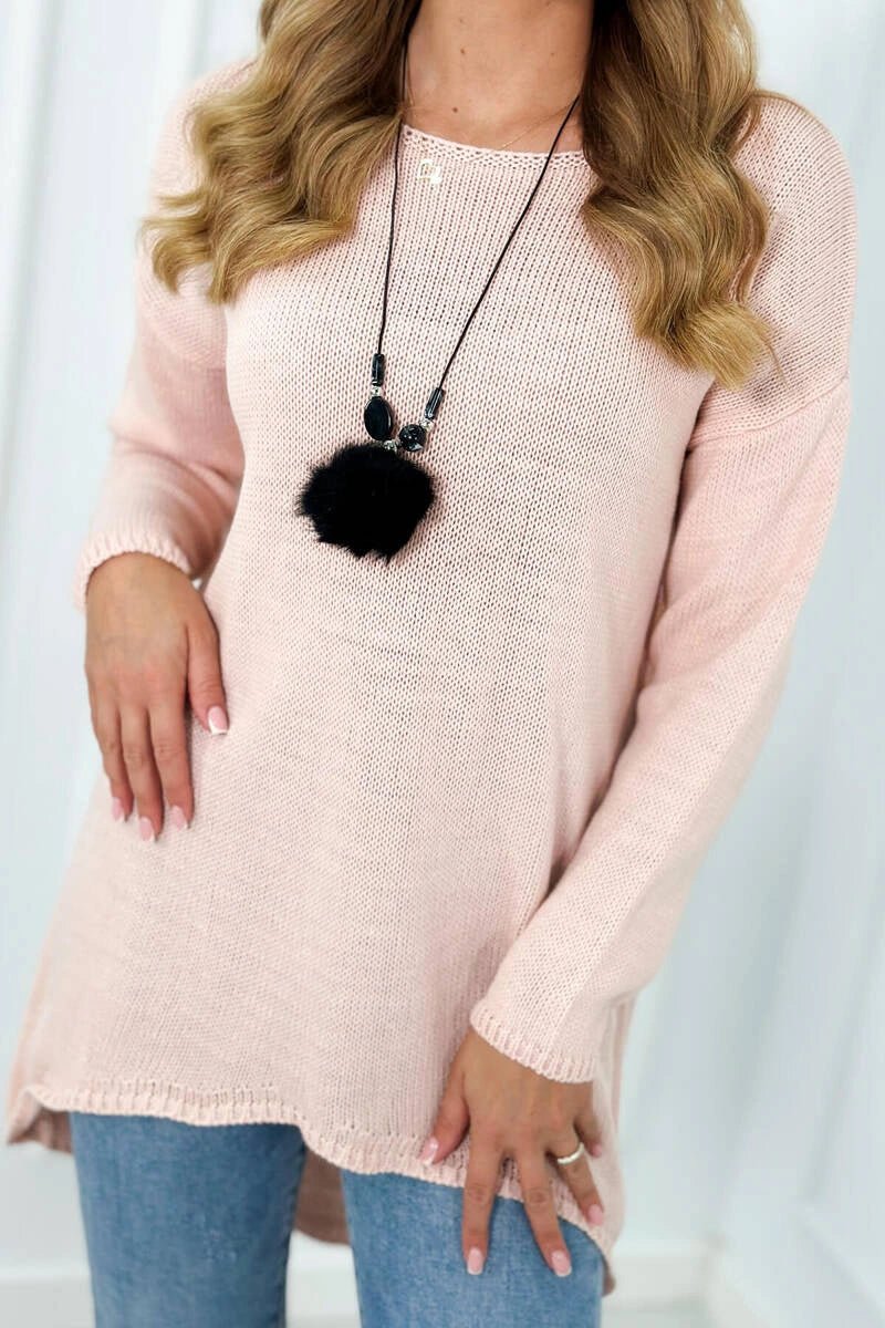 Sweater with necklace IT - 6 / – Powder цвет / color | Lexline Fashion