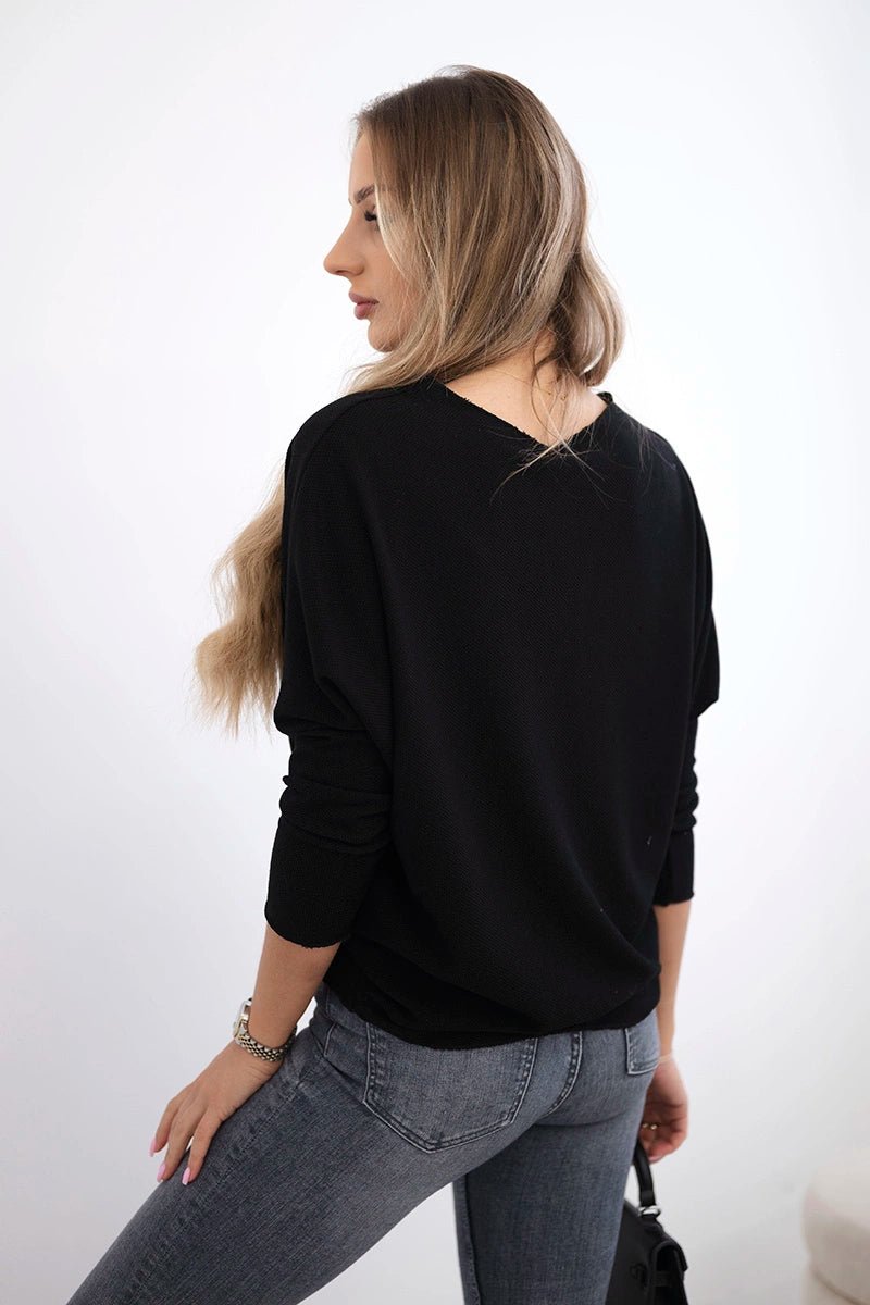 Sweater with the inscription Fantastic ART19792 / – Black цвет / color | Lexline Fashion