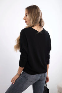 Sweater with the inscription Fantastic ART19792 / – Black цвет / color | Lexline Fashion