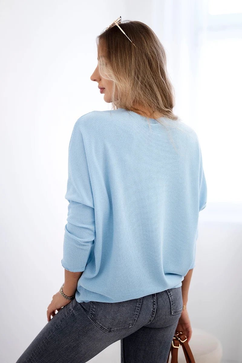 Sweater with the inscription Fantastic ART19792 / – Blue цвет / color | Lexline Fashion