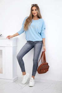 Sweater with the inscription Fantastic ART19792 / – Blue цвет / color | Lexline Fashion
