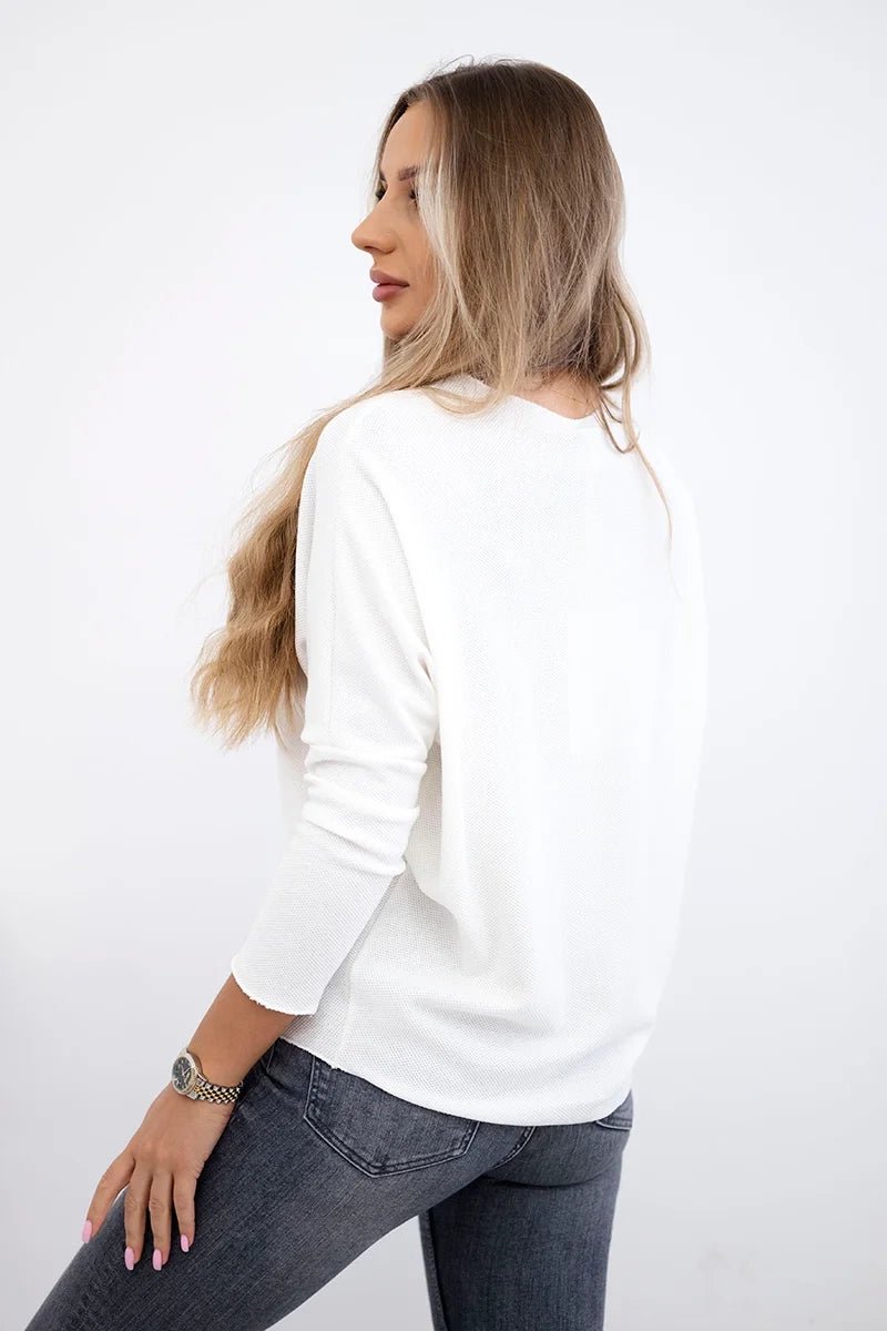 Sweater with the inscription Fantastic ART19792 / – Ecru цвет / color | Lexline Fashion