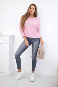 Sweater with the inscription Fantastic ART19792 / – Powder цвет / color | Lexline Fashion