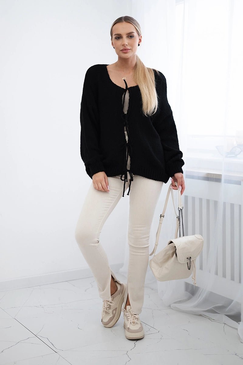 Sweater with ties IT - 49 / – Black цвет / color | Lexline Fashion