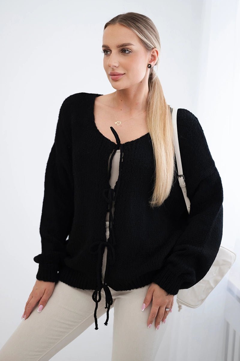 Sweater with ties IT - 49 / – Black цвет / color | Lexline Fashion