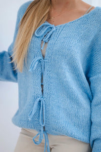 Sweater with ties IT - 49 / – Blue цвет / color | Lexline Fashion