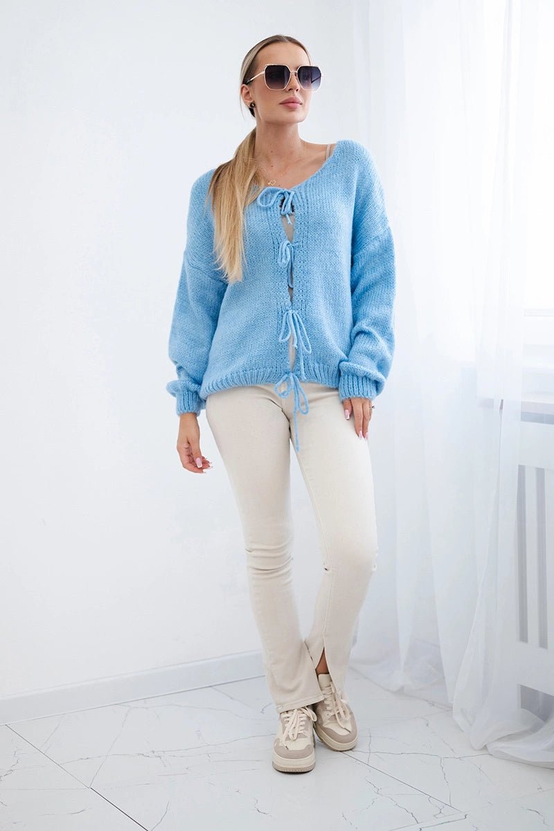 Sweater with ties IT - 49 / – Blue цвет / color | Lexline Fashion