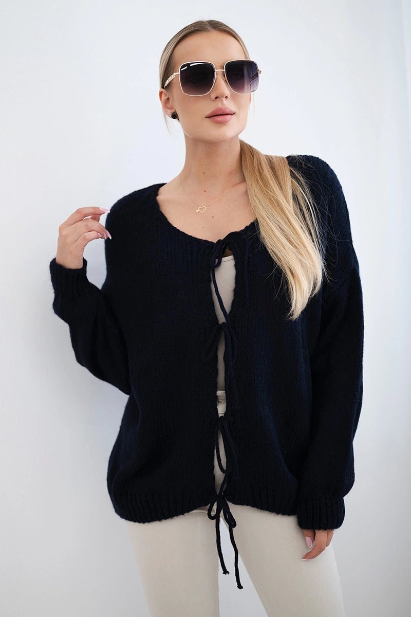 Sweater with ties IT - 49 / – Navy blue цвет / color | Lexline Fashion