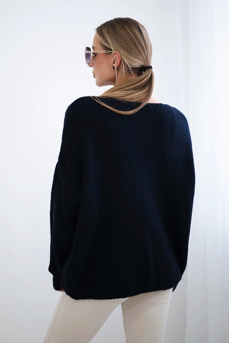 Sweater with ties IT - 49 / – Navy blue цвет / color | Lexline Fashion
