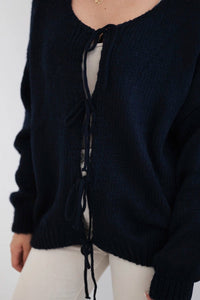 Sweater with ties IT - 49 / – Navy blue цвет / color | Lexline Fashion