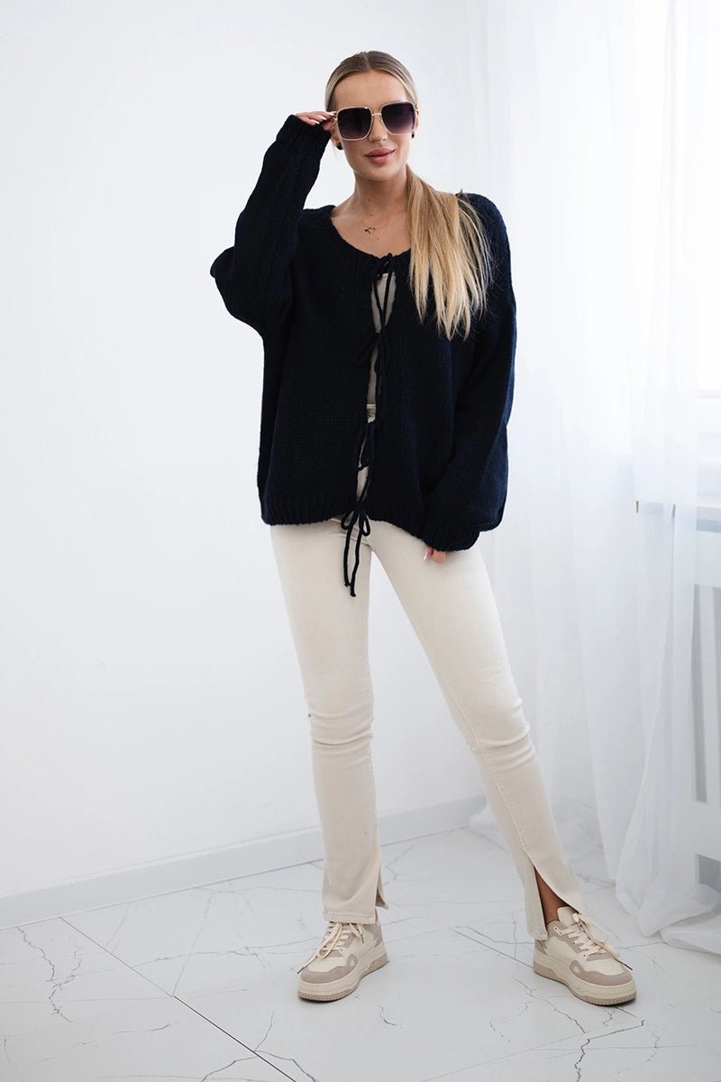 Sweater with ties IT - 49 / – Navy blue цвет / color | Lexline Fashion