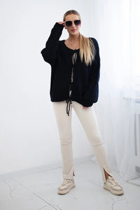 Sweater with ties IT - 49 / – Navy blue цвет / color | Lexline Fashion