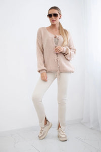 Sweater with ties IT - 49 / – Powder цвет / color | Lexline Fashion