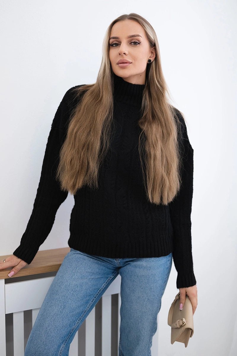Sweater with turtleneck 24 - 9 / – Black цвет / color | Lexline Fashion