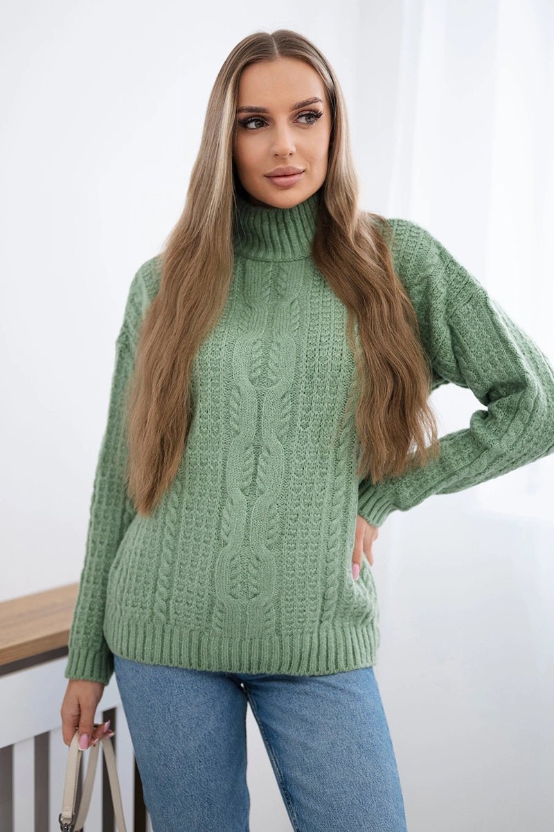 Sweater with turtleneck 24 - 9 / – Dark || Mint цвет / color | Lexline Fashion
