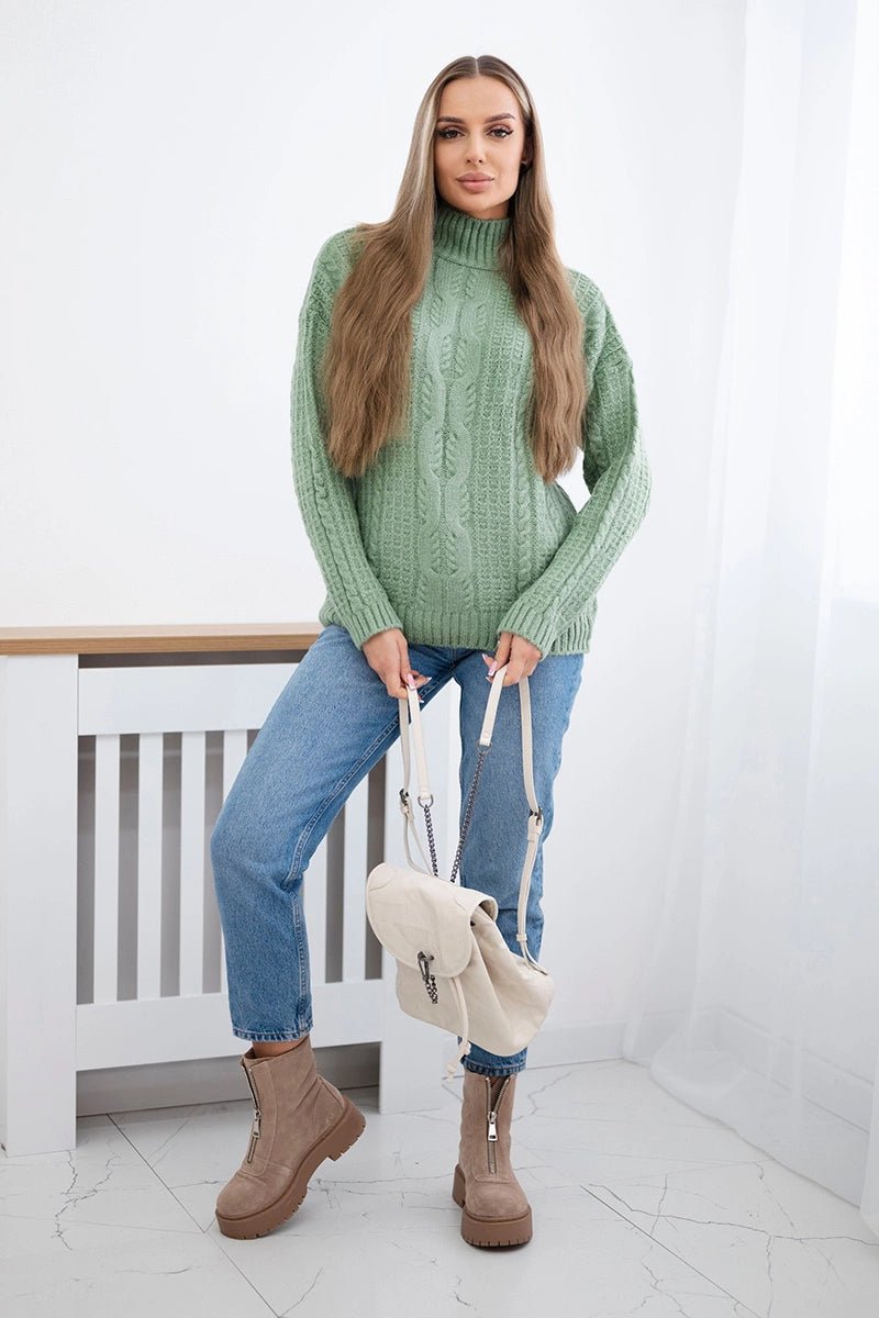 Sweater with turtleneck 24 - 9 / – Dark || Mint цвет / color | Lexline Fashion