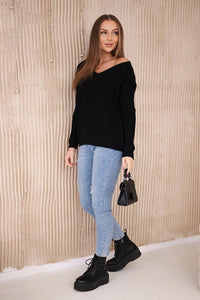 Sweater with V neckline 2019 - 11 / – Black цвет / color | Lexline Fashion